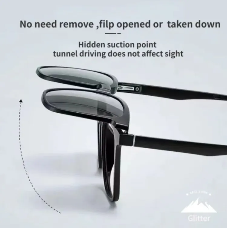 3 In 1 Night Vision plain glass spectacles Metal with Magnet Clip on Sunglasses