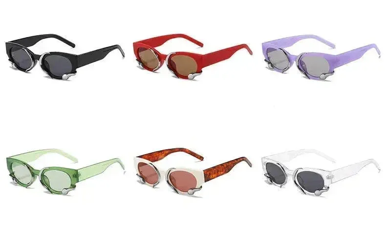 Luxury Rectangle Punk Style Snake Decor Eyewear Sunglasses for Women