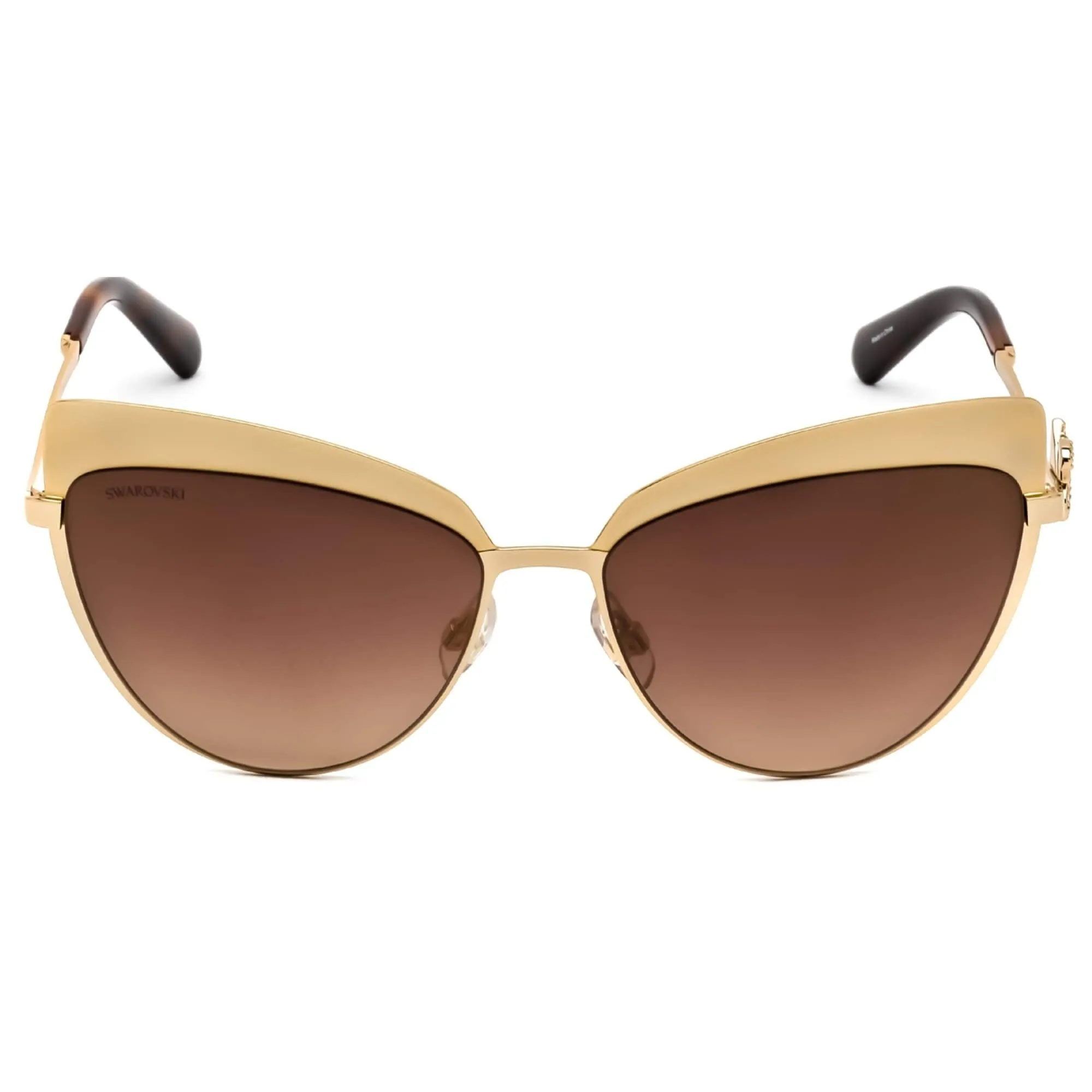 Swarovski Women's Sunglasses - Gold Metal Cat Eye Frame Brown Mirror Lens | SK0220 32G