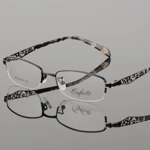 Women's Hollow Flower Semi Rim Eyeglasses 2279