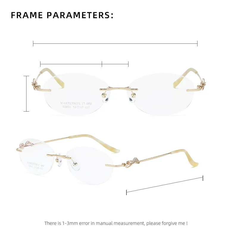 Zirosat 52052 Women's Eyeglasses Alloy Rimless Diamond Cutting